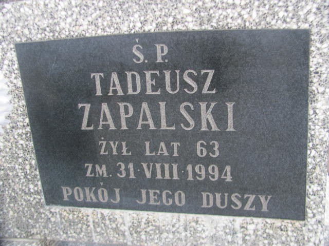 Tadeusz Zapalski 1931 Puławy - Grobonet - Wyszukiwarka osób pochowanych